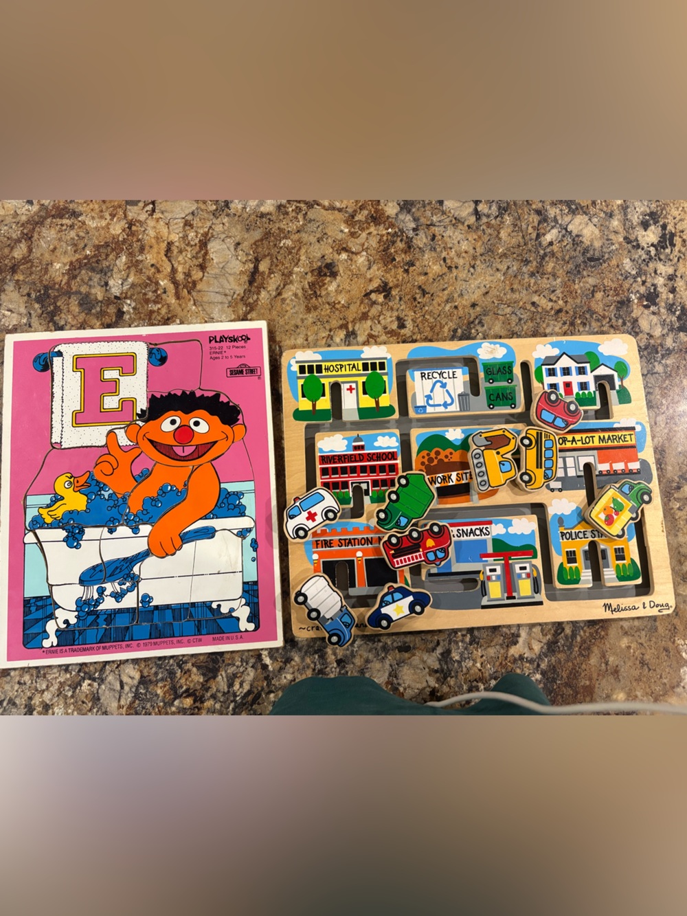 Melissa & Doug Kids Wooden Community Puzzle - Multi Color and Playschool puzzle
